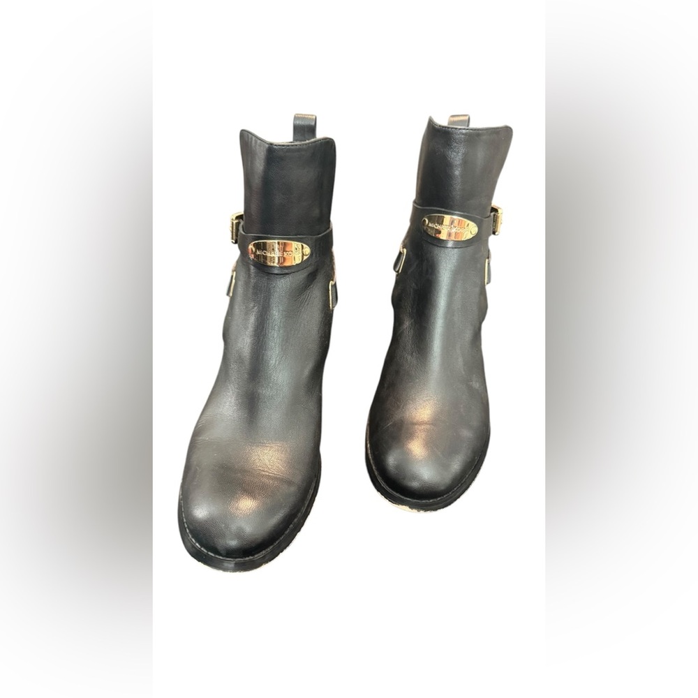 Micheal Kors Black Leather Ankle Boots